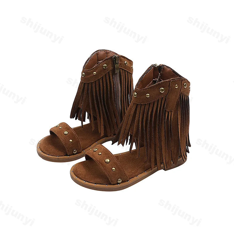 Girls’ Summer Tassel Strap Bohemian Roman Sandals