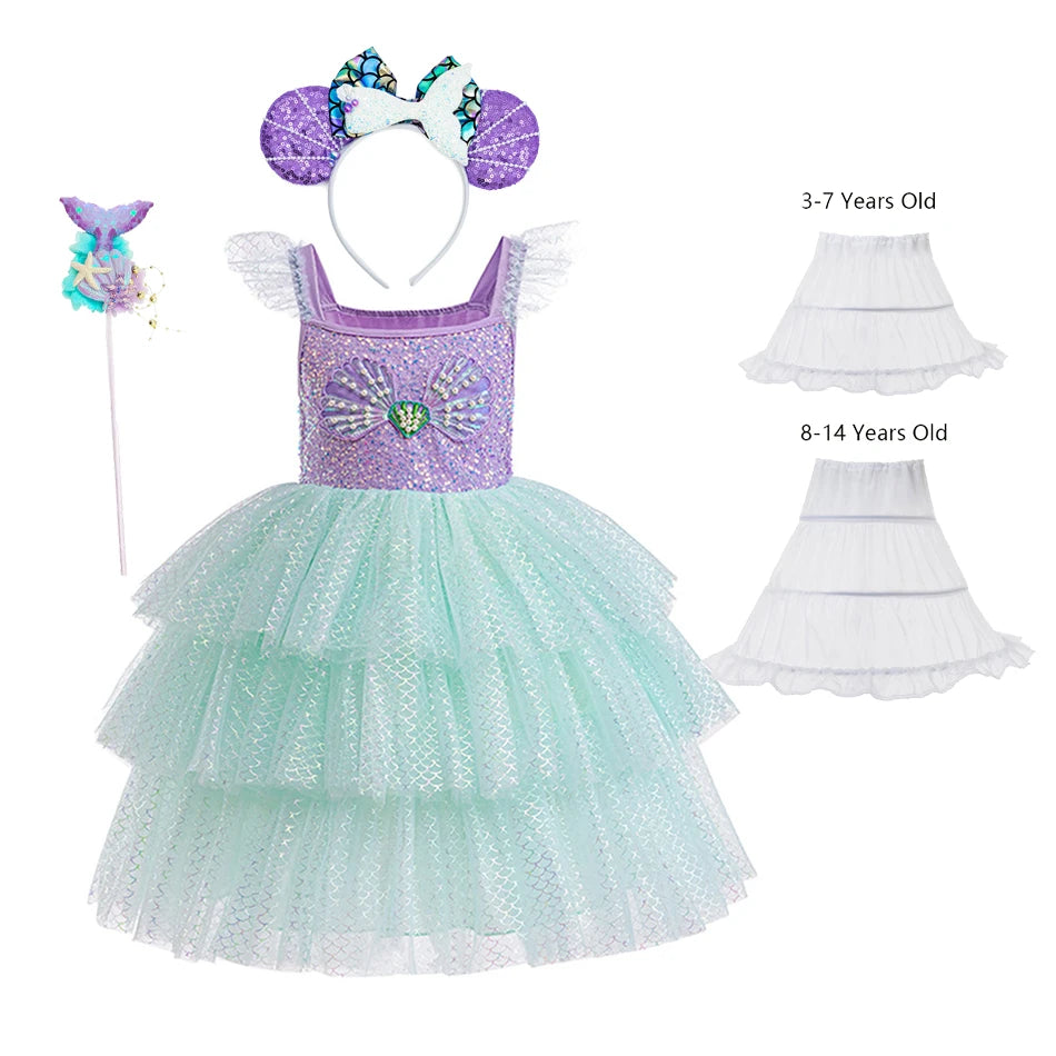 Mermaid Princess Sequin Dress for Girls