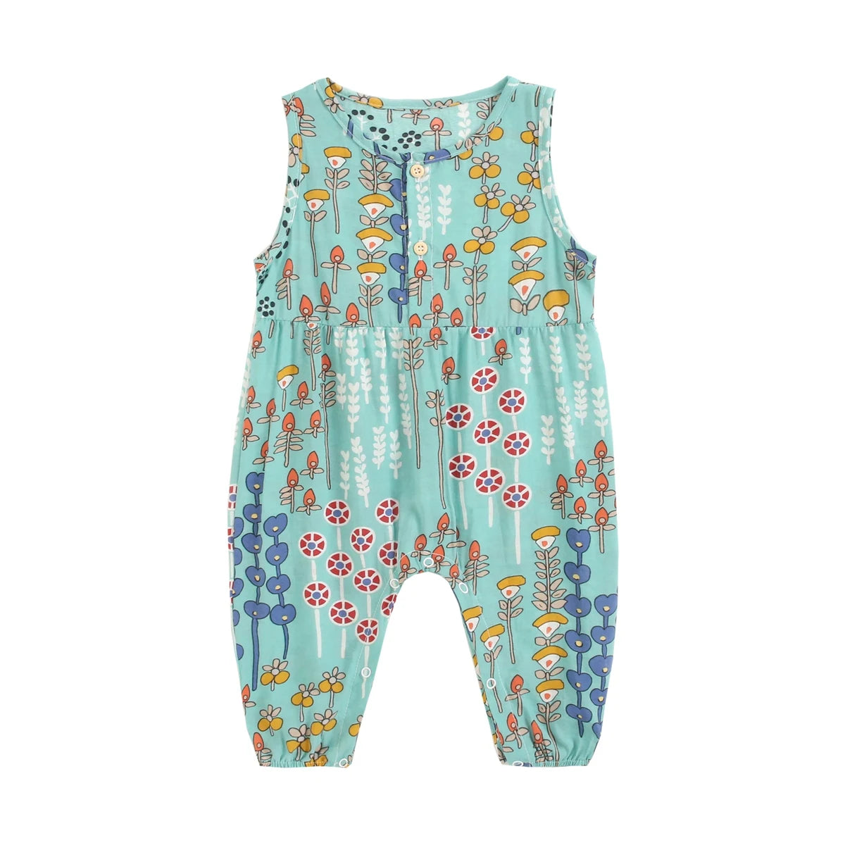 Baby Girl Floral Sleeveless Cotton Romper | Summer Holiday Jumpsuit 0-3T