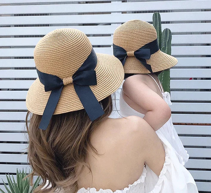 2pcs Mother & Daughter Matching Straw Sun Hats