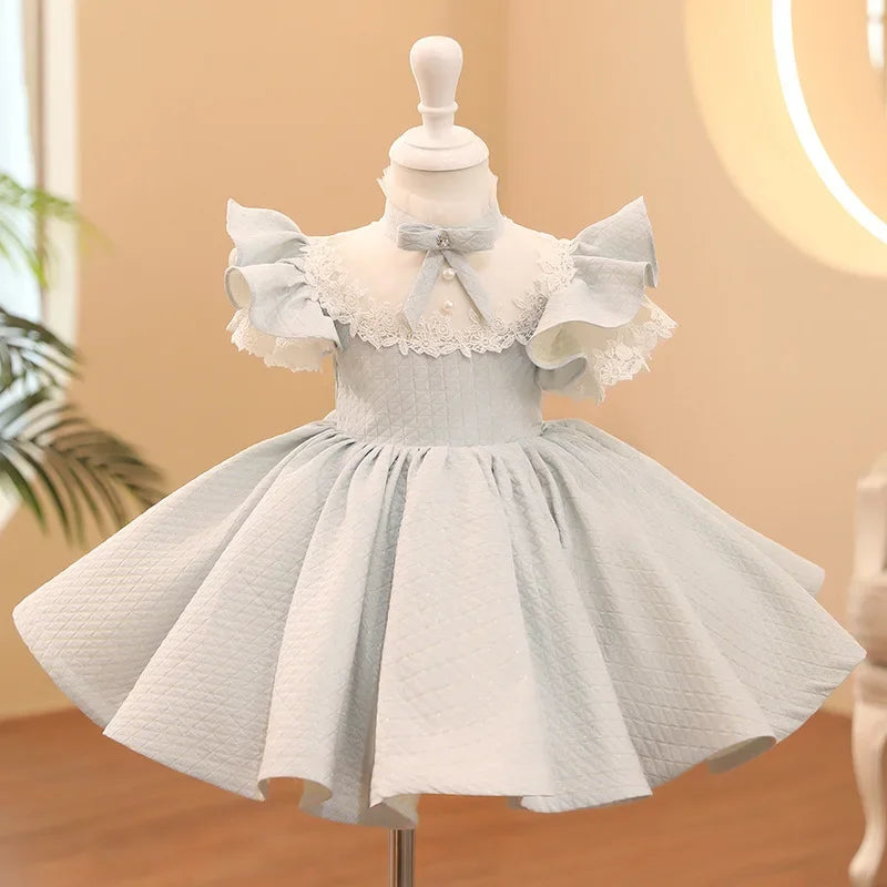 Girls’ Elegant Lace Ruffle Dress