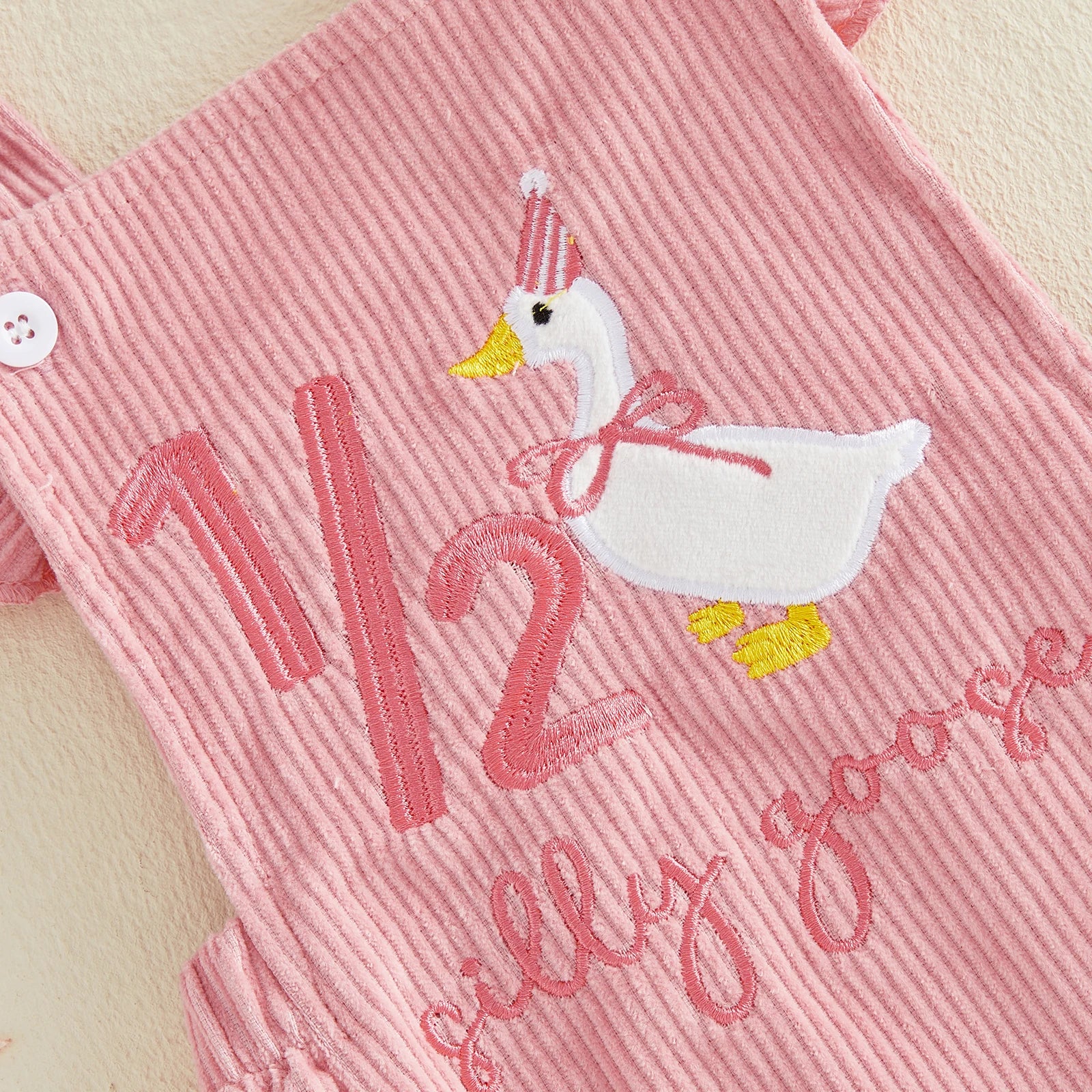 Baby Girl Birthday Outfit - Embroidered Fly Sleeves & Headband