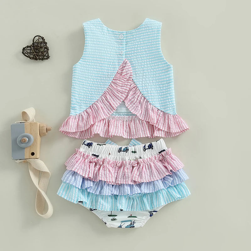 2 Piece Golf Cart Top and Bow Shorts Set