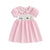 Plaid Embroidered Dress with Doll Collar