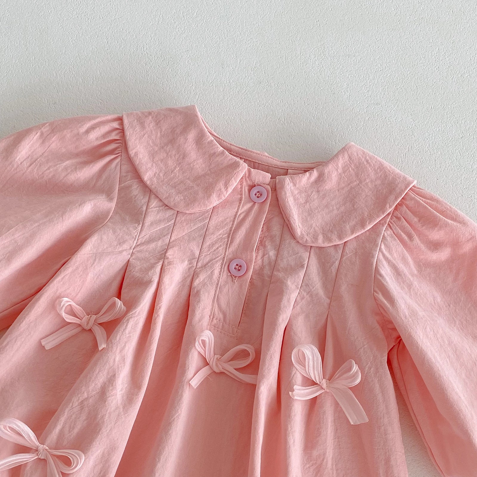 Baby Girl Long Sleeve Cotton Princess Romper with Bow