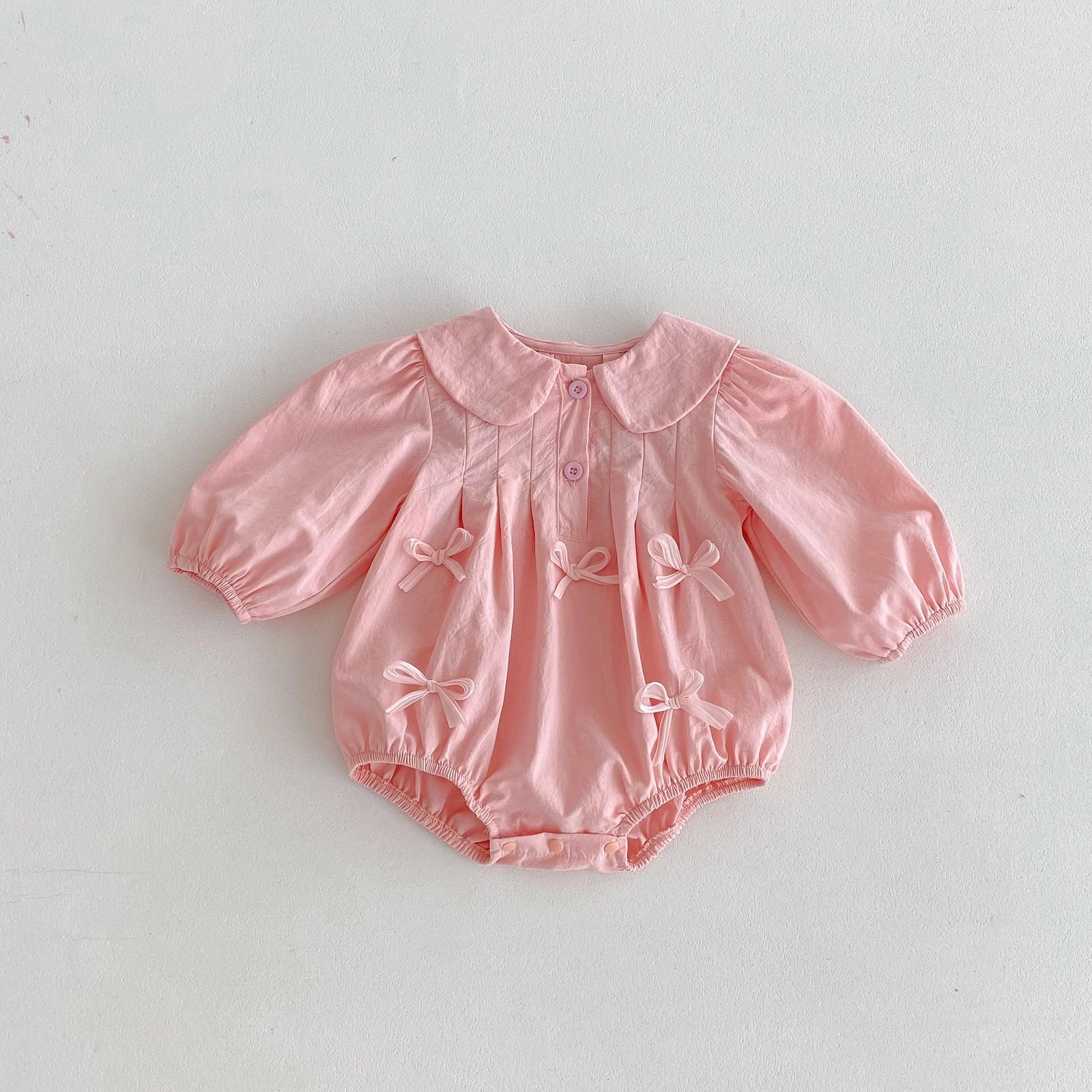 Baby Girl Long Sleeve Cotton Princess Romper with Bow