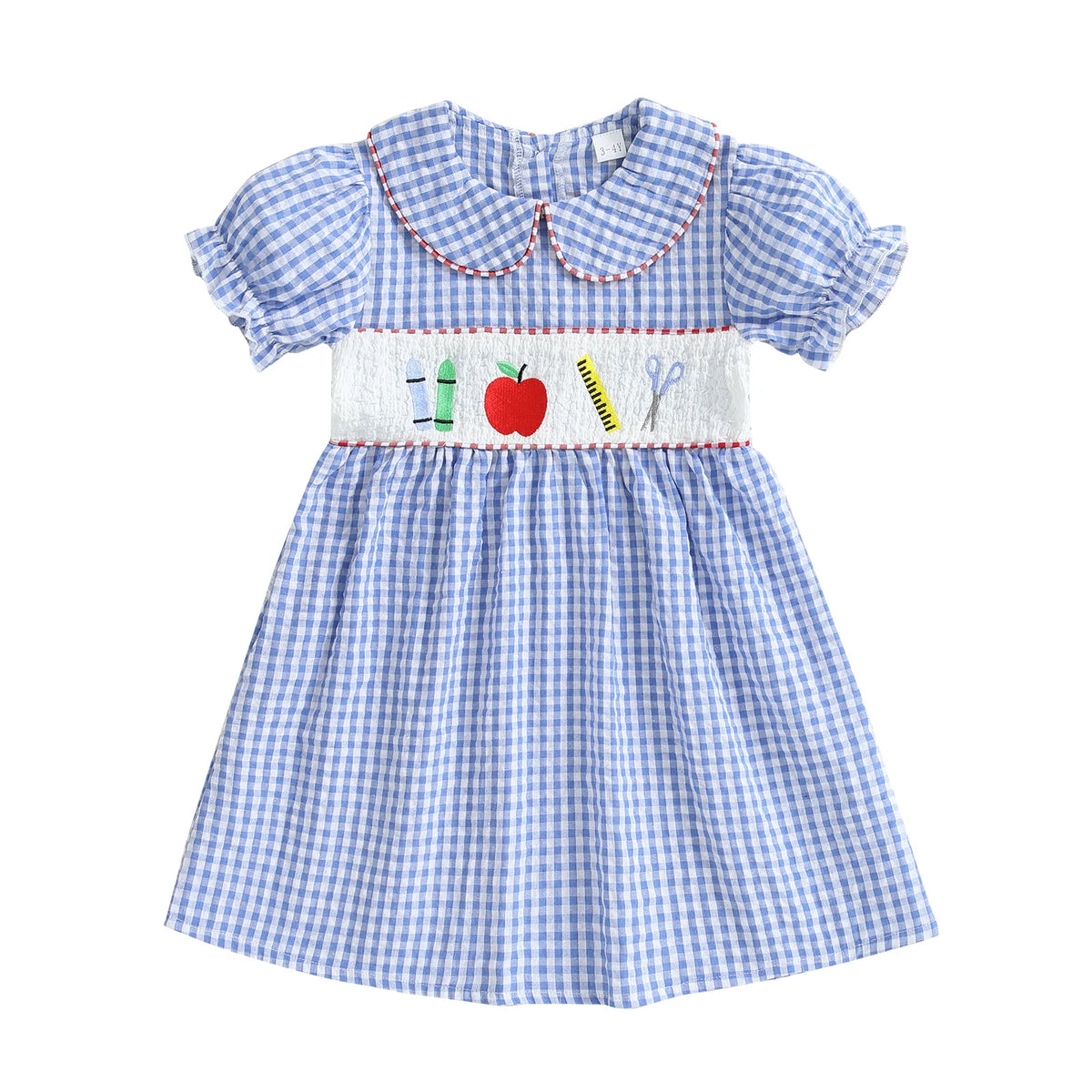 Apple Embroidery Plaid Dress