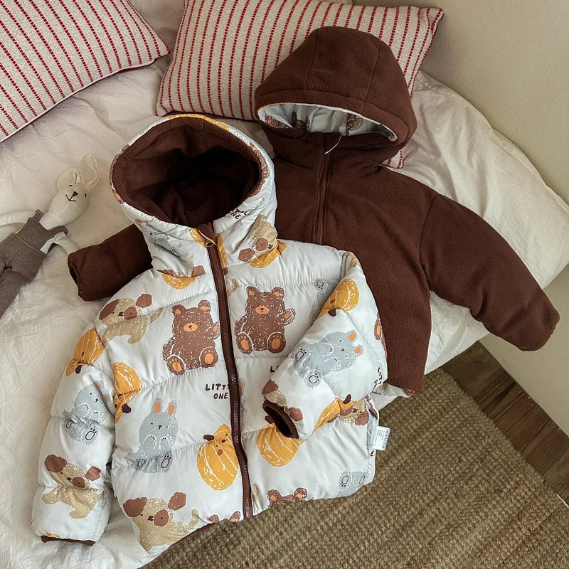 Kids' Hooded Double-Sided Plush-Lined Jacket