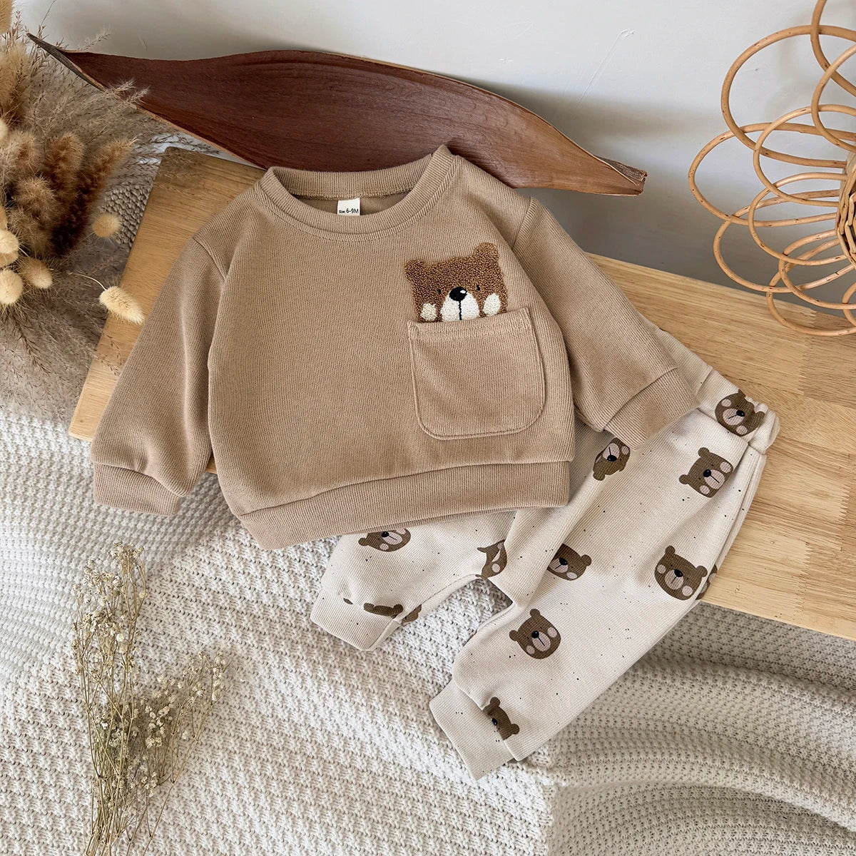 Peek-a-Boo Bear Pocket Sweatshirt & Pants Set