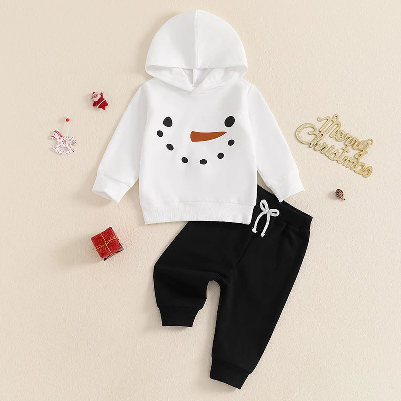 Snowman Face Hoodie & Pants Set