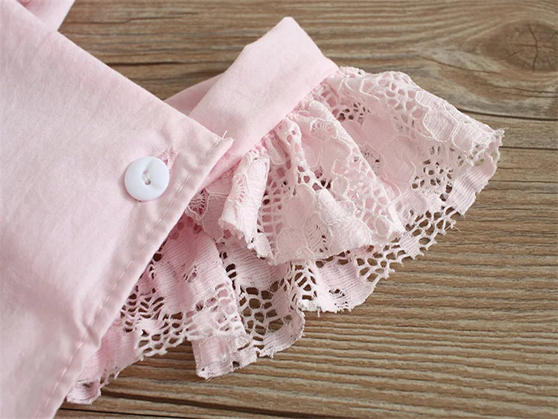 Lace Fly Sleeve Bodysuit & Bow Set for Baby Girls
