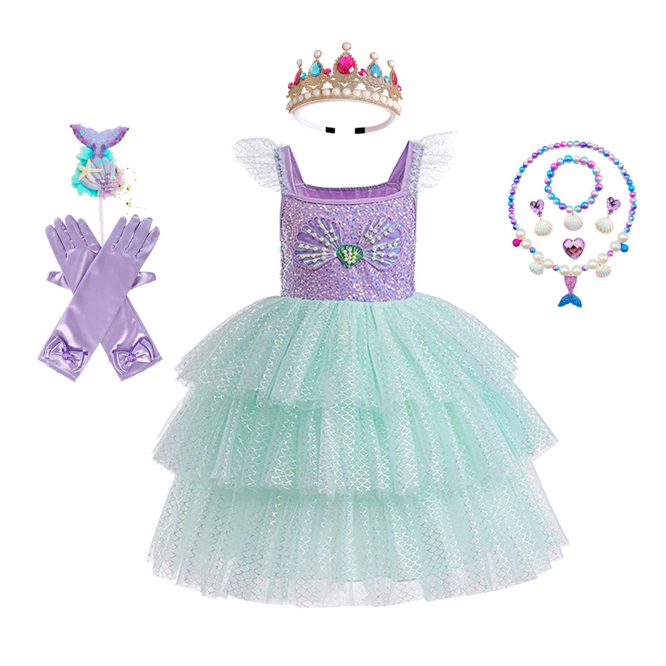 Mermaid Princess Sequin Dress for Girls