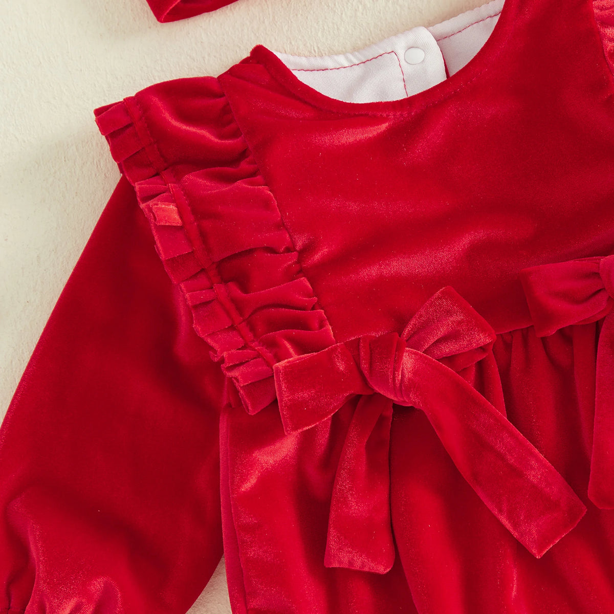 Baby Girl Ruffle Bow Romper & Headband Set