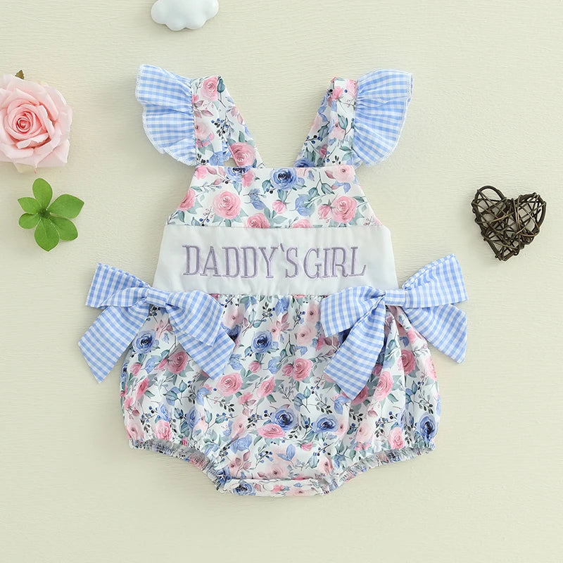 Floral Print & Embroidery Fly Sleeve Romper