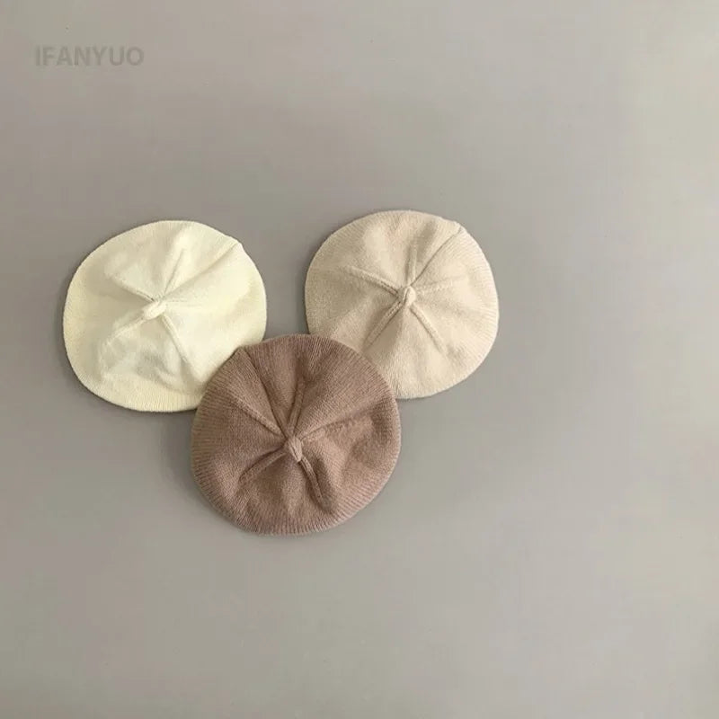 Baby Girl Lace Ruffle Knit Beret Soft Cotton Hat