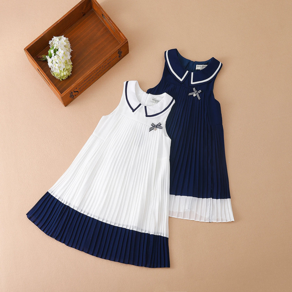 Girls' Sleeveless Summer Chiffon Pleated Dress