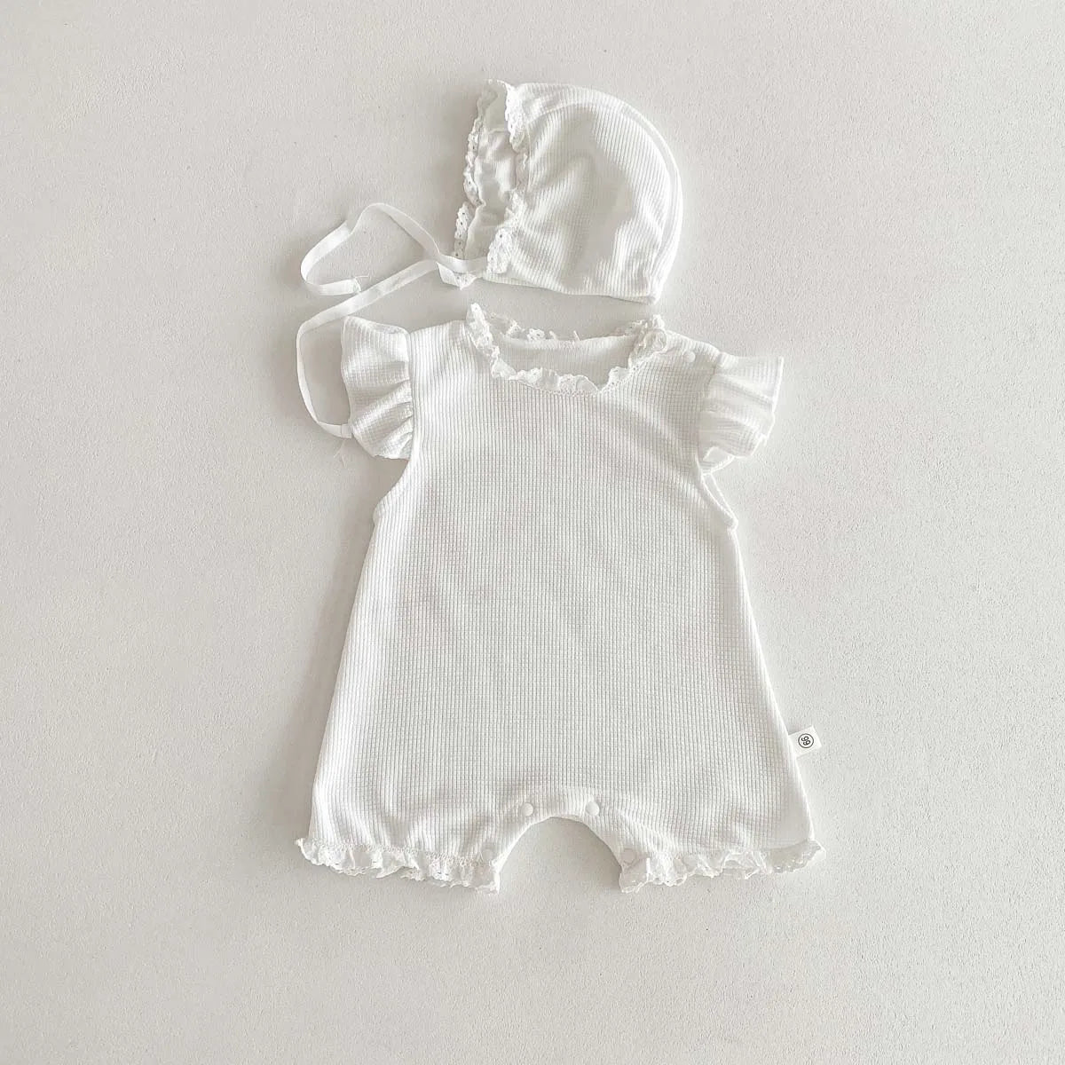 Summer Baby Girls Romper with Matching Bonnet