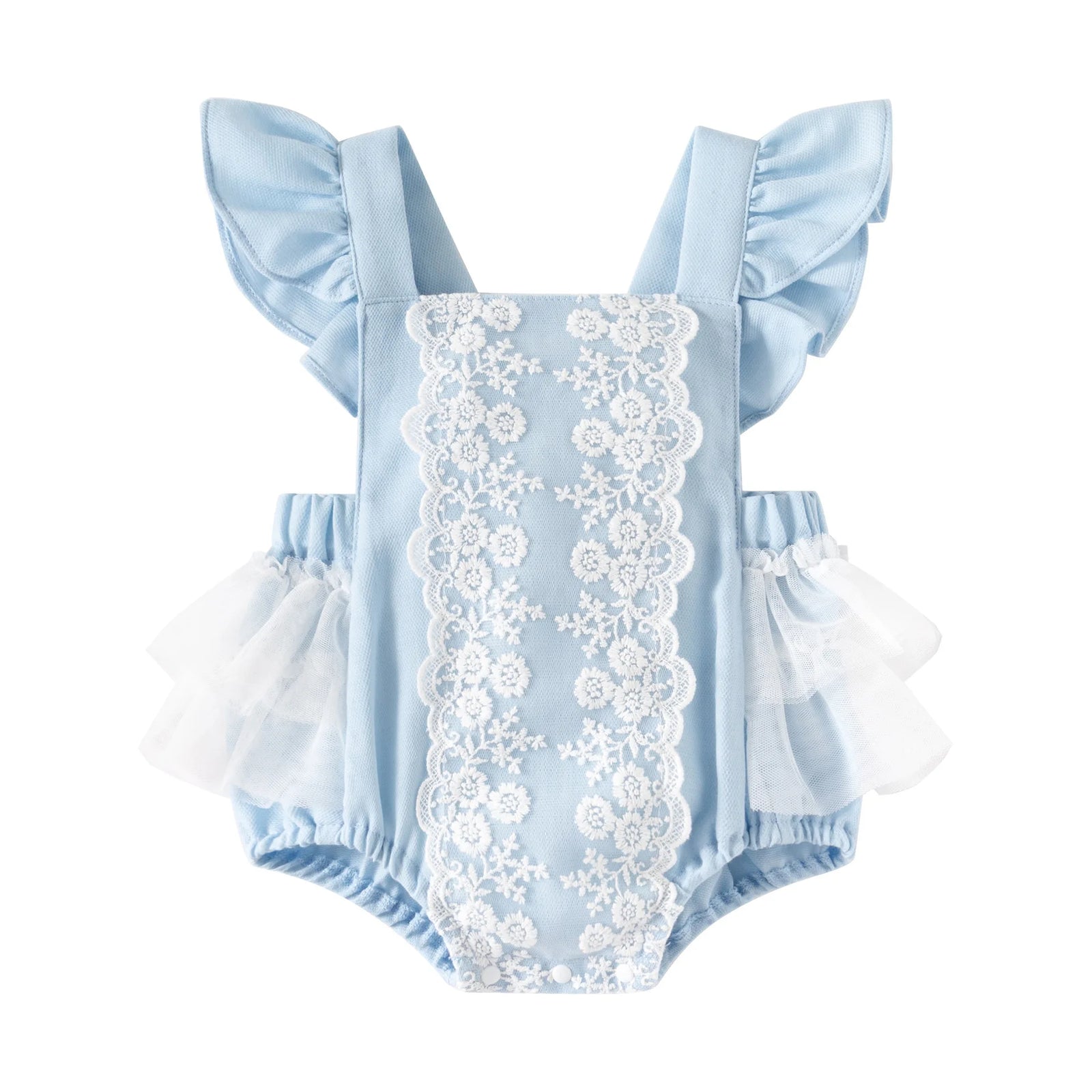 Baby Girl Flying Sleeve Cotton Lace Splicing Romper