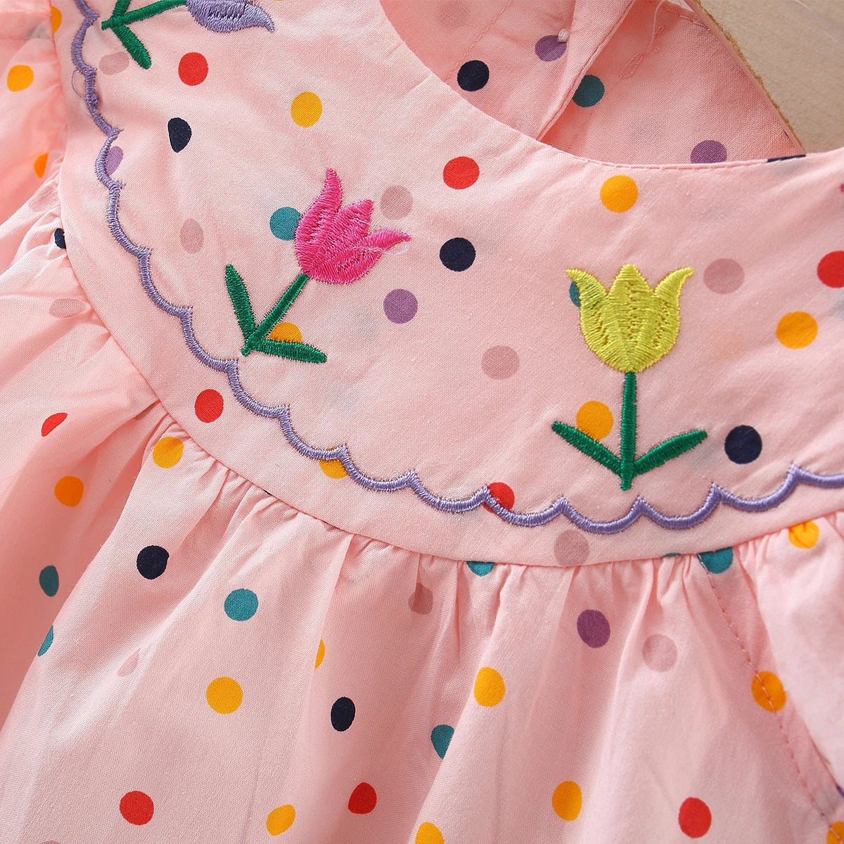 Embroidered Tulle & Polka Dot Dress
