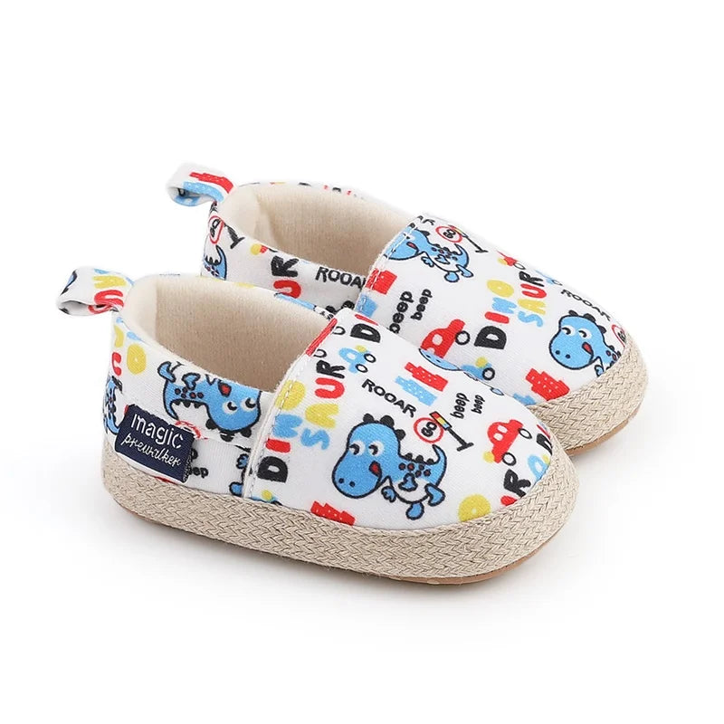 Baby Unisex Dinosaur Print Slip-On First Walker Shoes