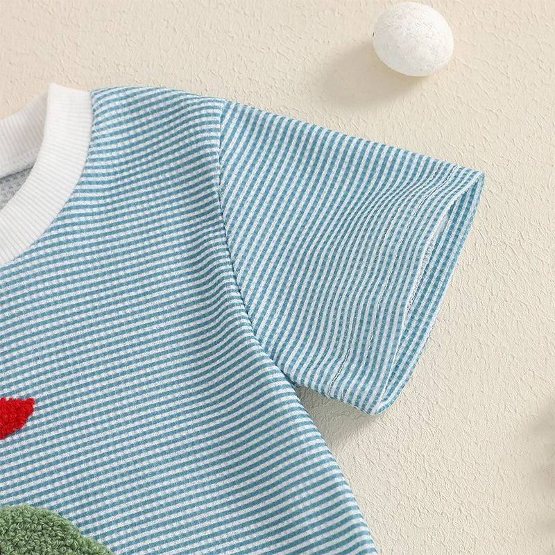 Baby Boy's Striped Golf Patch Romper