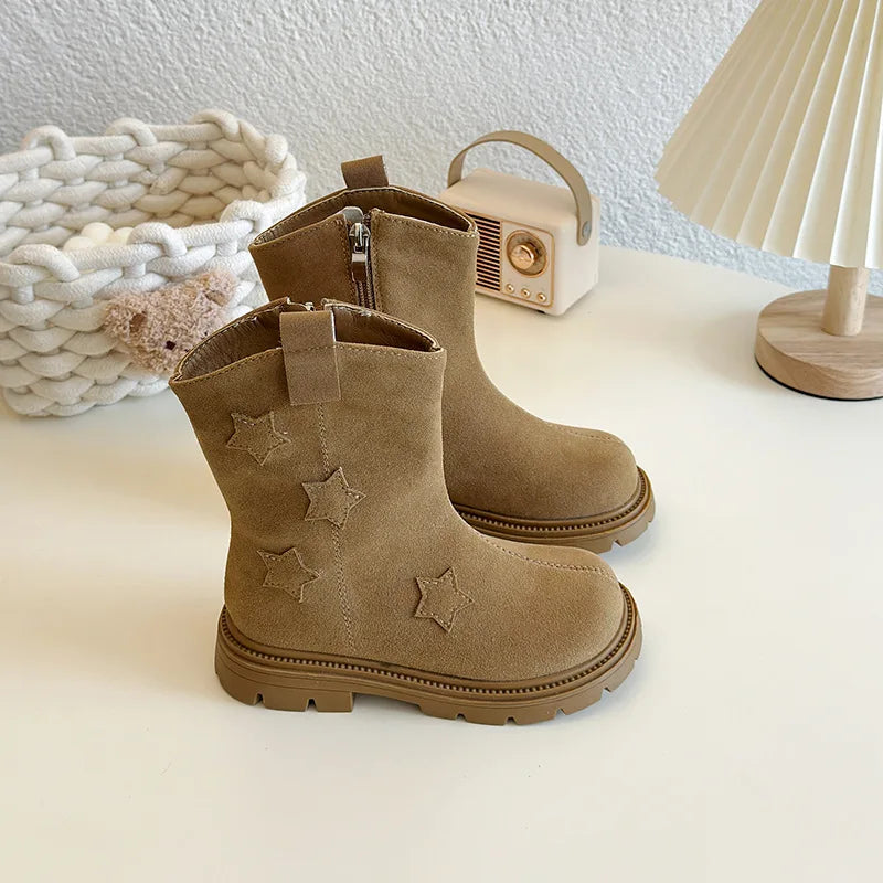 Girls' Leather Mid-Calf Boots