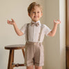 Khaki Striped Suit Set Boy&#39;s Suspenders