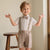 Khaki Striped Suit Set Boy's Suspenders