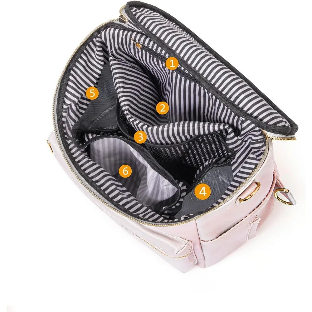 5-in-1 Leather Diaper Backpack Set for Stylish Moms