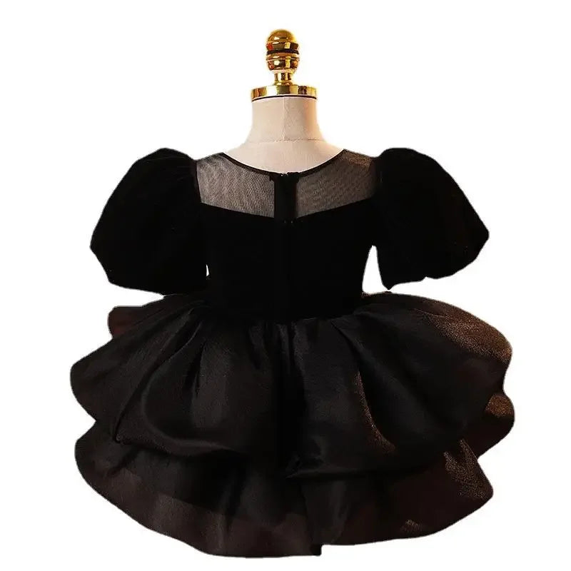 Girl's Black Velvet & Tulle Party Dress
