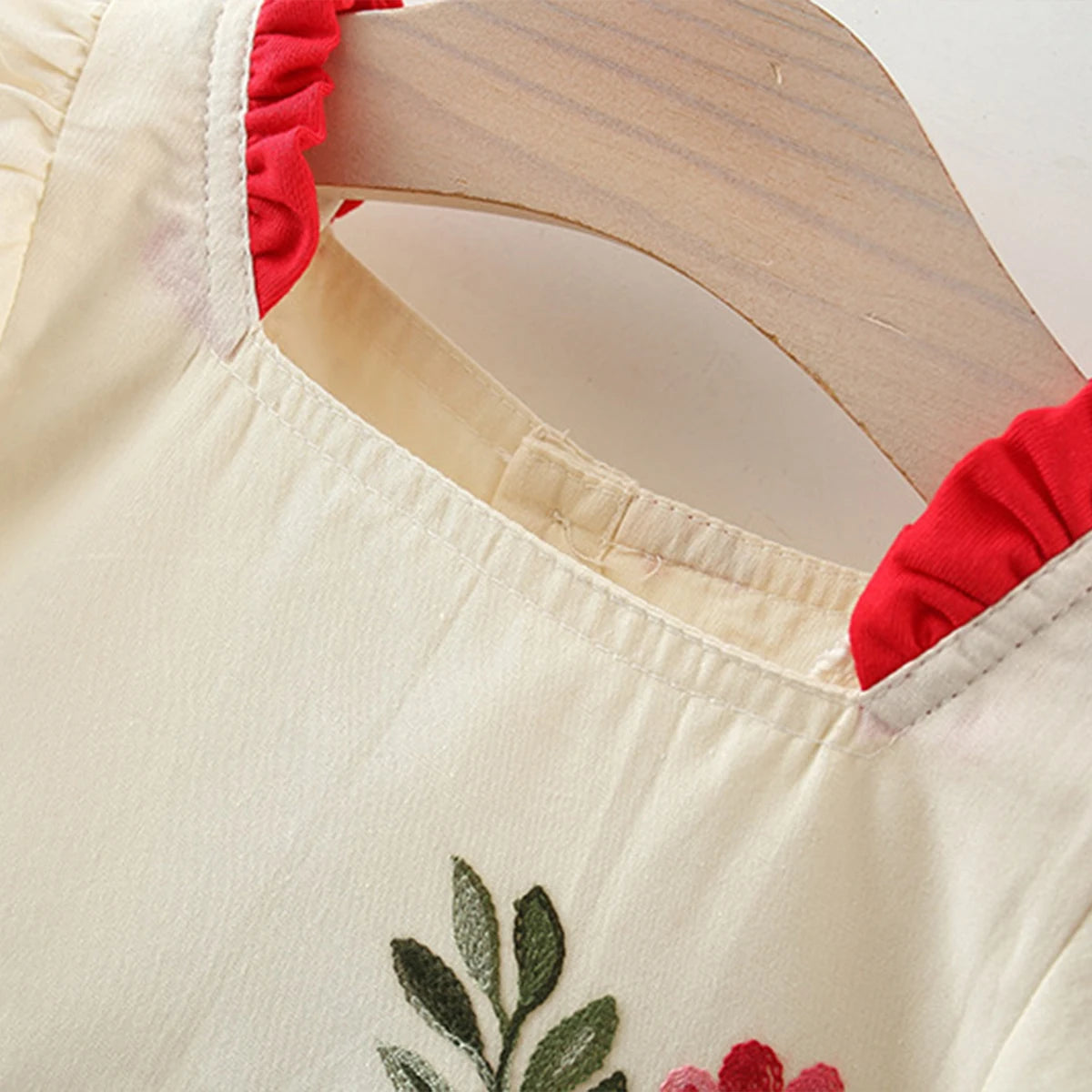 Embroidered Bubble Sleeve Dress