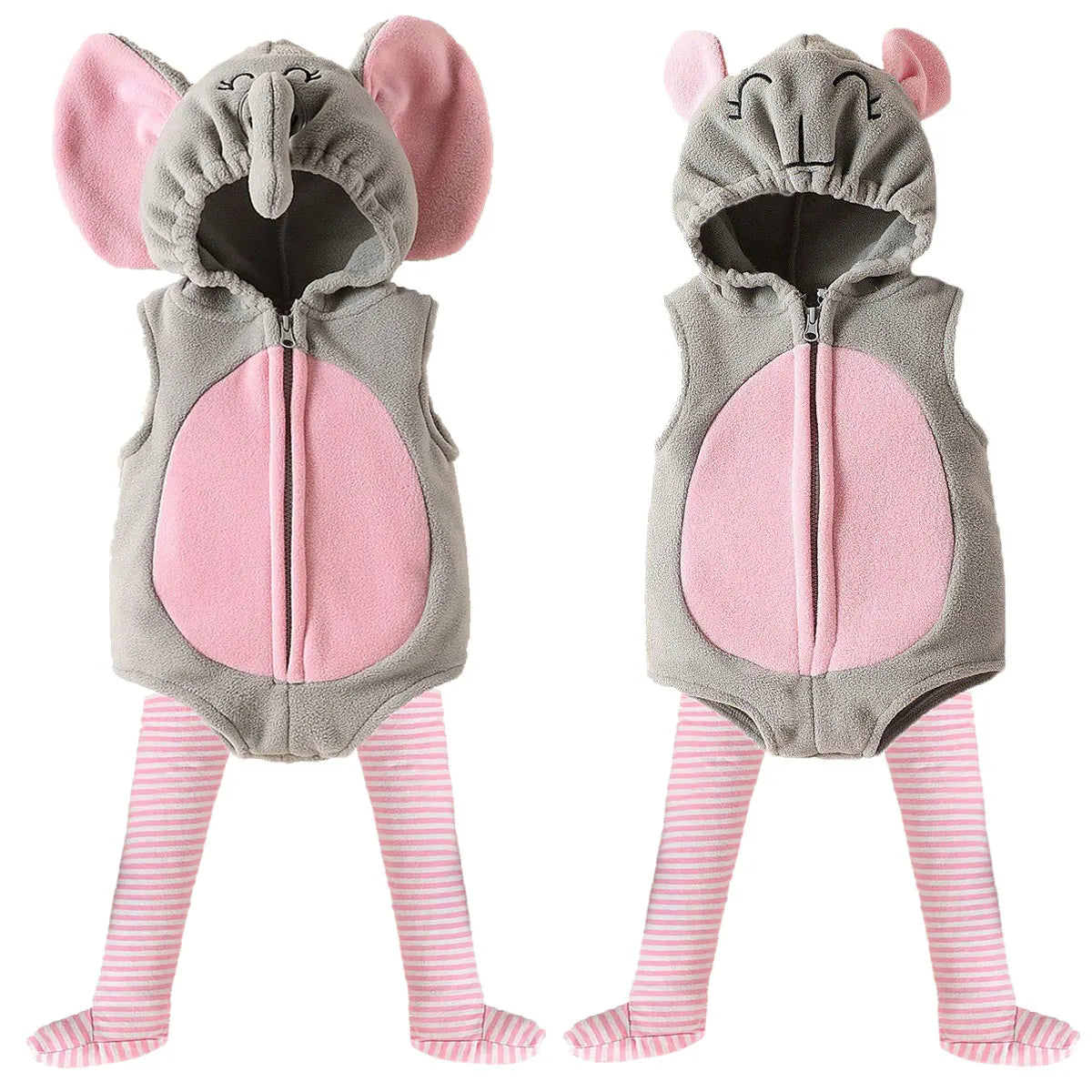 Baby Elephant Mouse Romper Costume with Pink Stockings