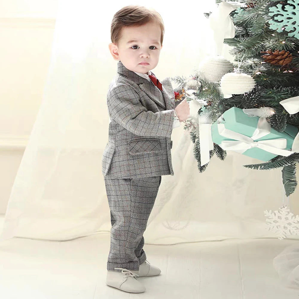 Toddler Boys’ Plaid Suit Set