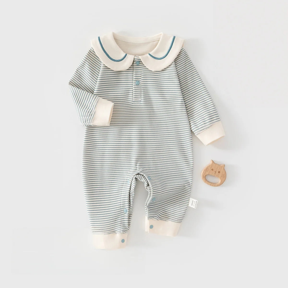 Soft Cotton Sailor Collar Romper for Newborns