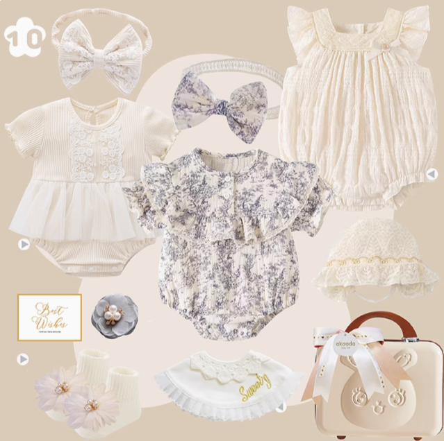 Rococo Blue & Grey” Baby Girl Gift Set