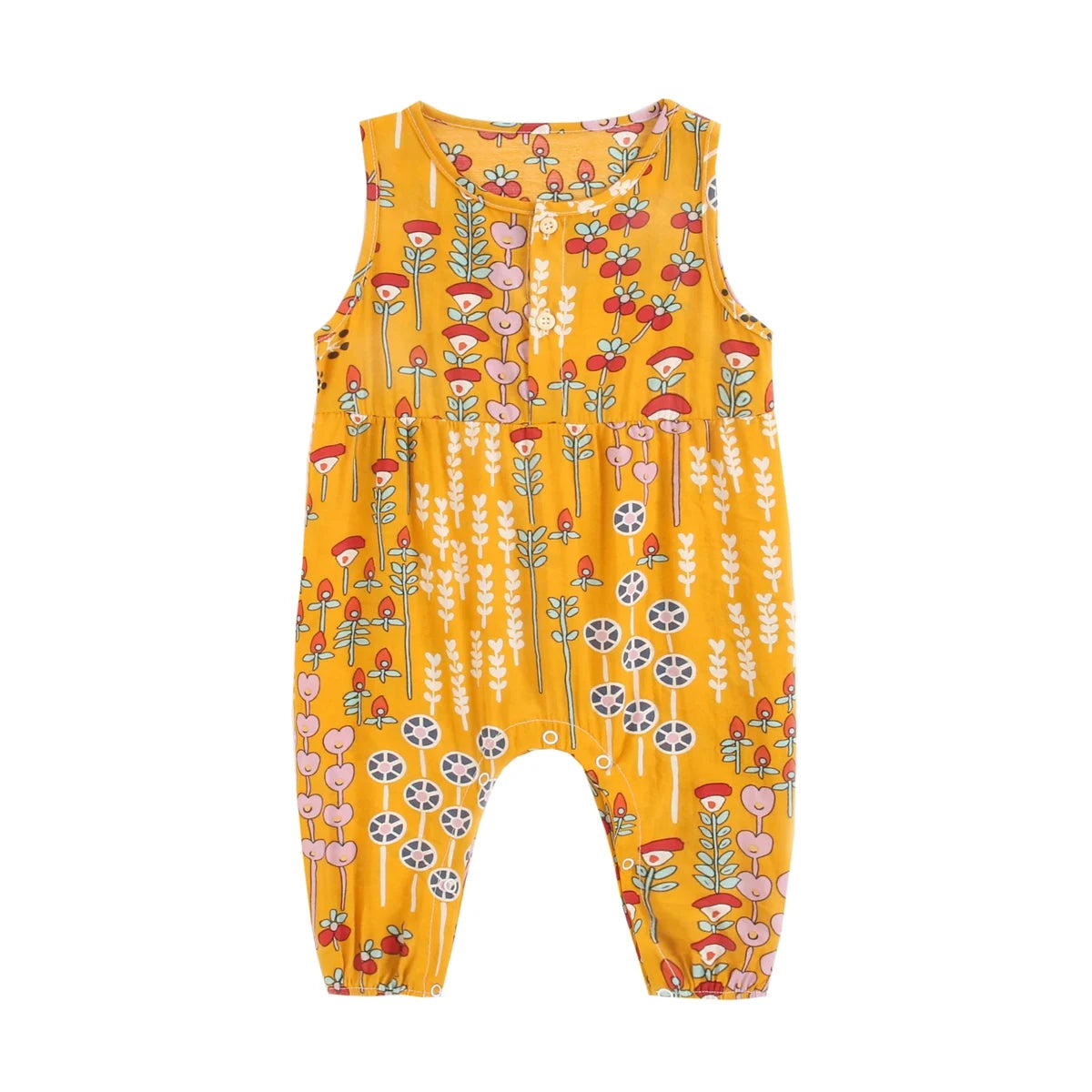 Baby Girl Floral Sleeveless Cotton Romper | Summer Holiday Jumpsuit 0-3T