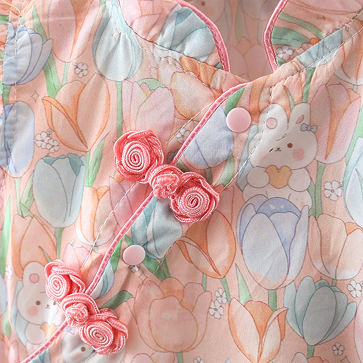 Chinese Style Floral Qipao Romper & Bonnet Set