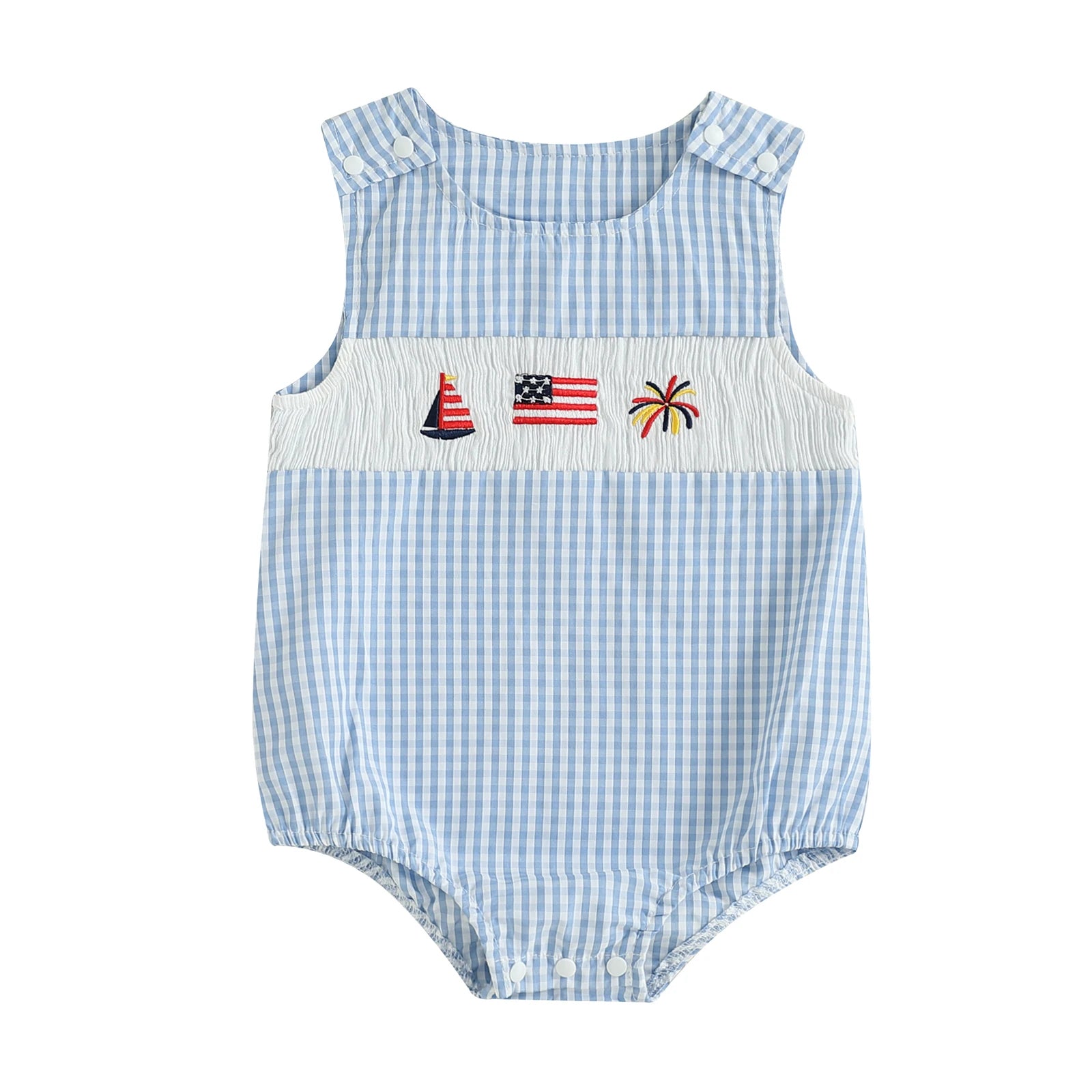Baby 4th of July Smocked Flag Embroidery