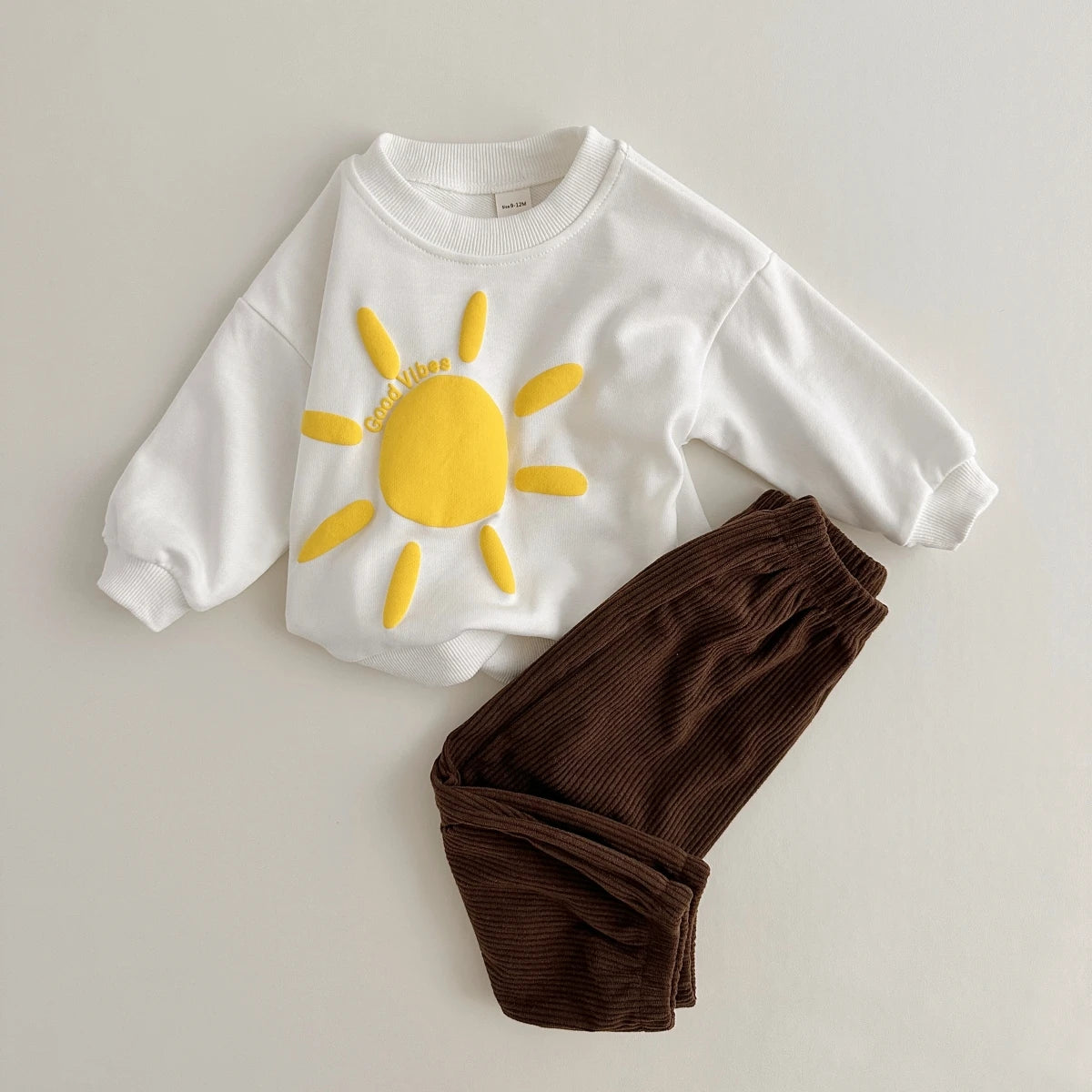 2Pcs Cozy Sweatshirt and Corduroy Pants