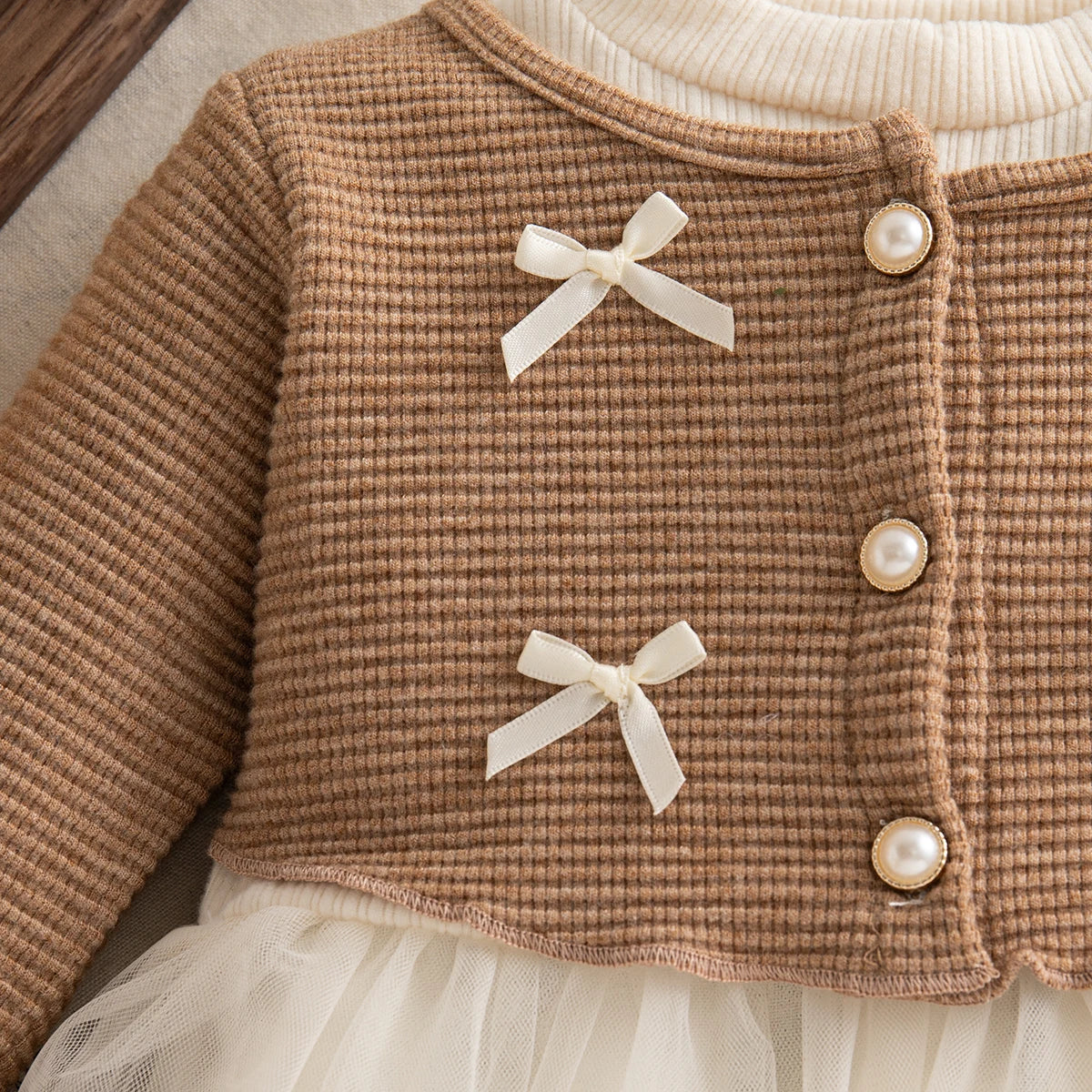 Girl Party Dress - Bow Gentle Long Sleeve
