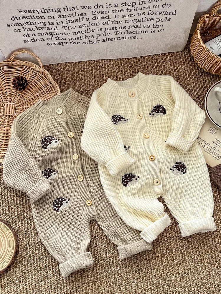 Unisex Knitted Rainbow Romper for Babies and Toddlers