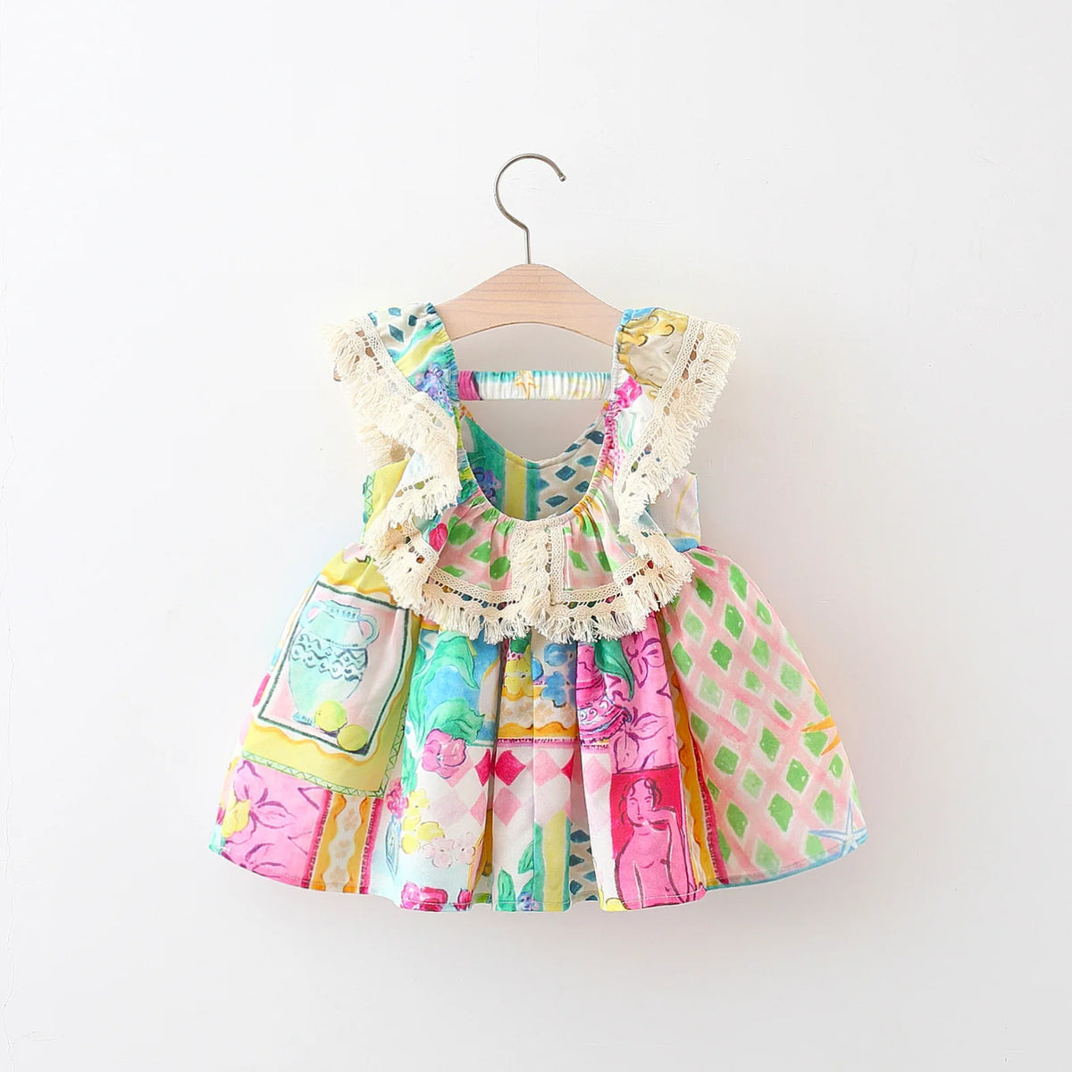 Colorful Graffiti Print Summer Dress for Girls