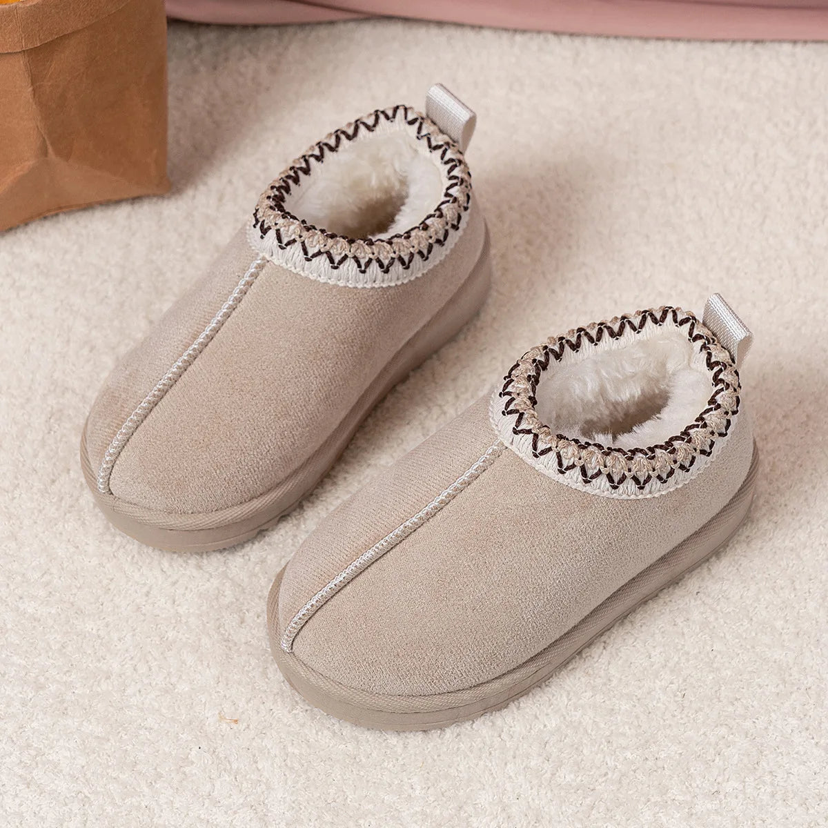 Suede Children's Ankle Boots - Warm Plush Fur Winter Fashion Shoes