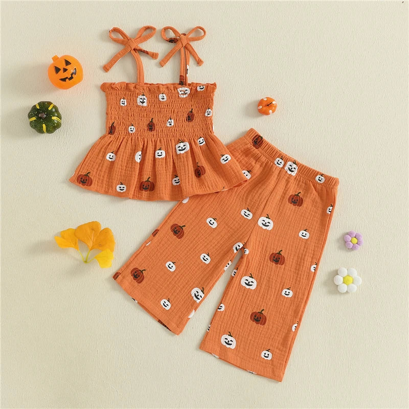 Pumpkin Print 2 Piece Outfit
