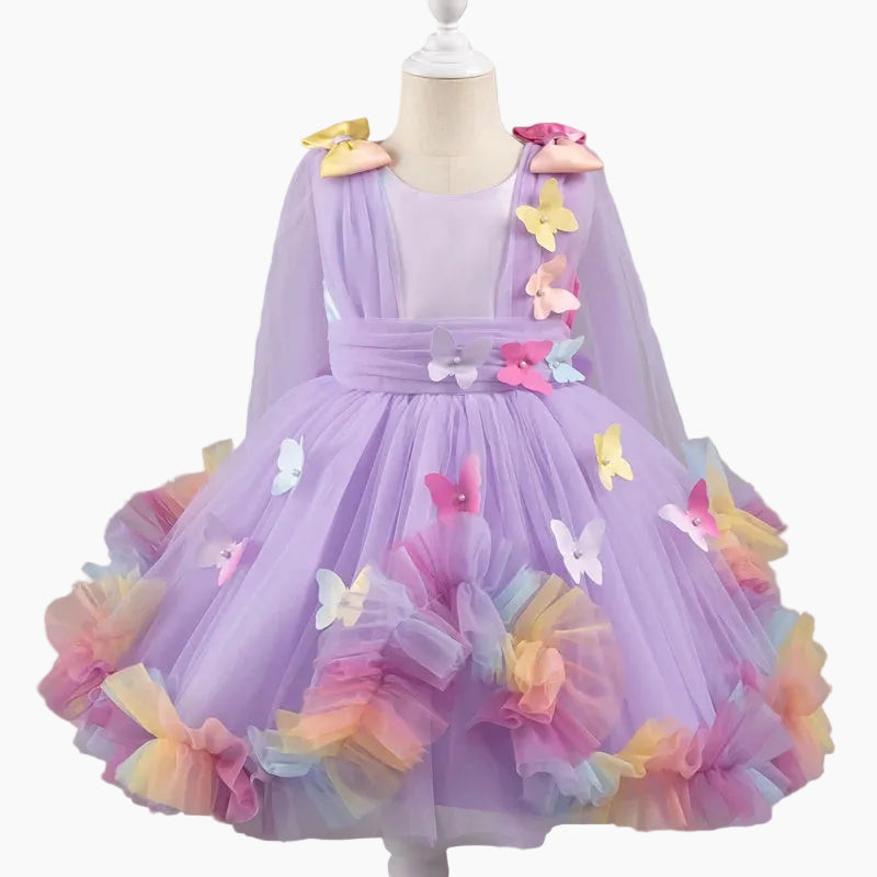 Girls Butterfly Princess Tulle Party Dress