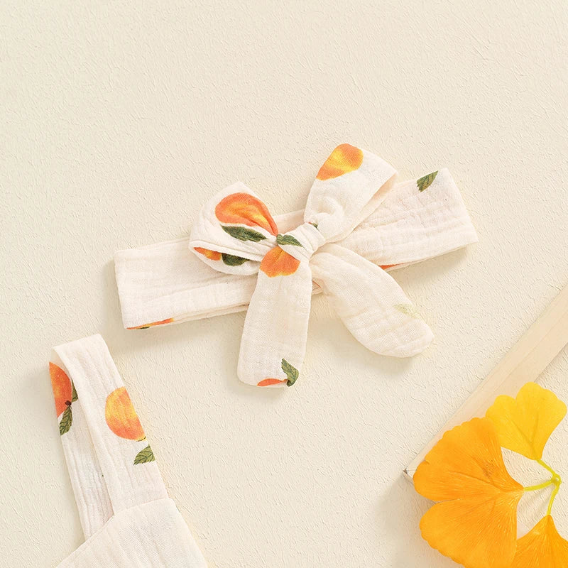 Peach Print Baby Girl Summer Romper