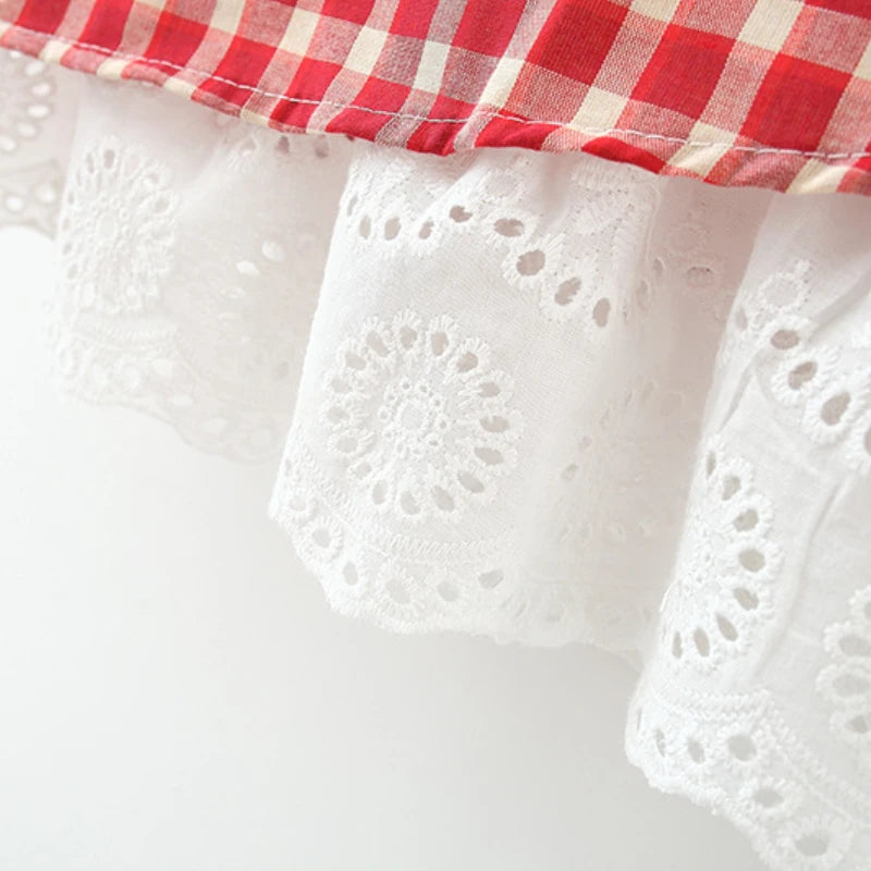 Red Plaid Summer Dress & Hat Set
