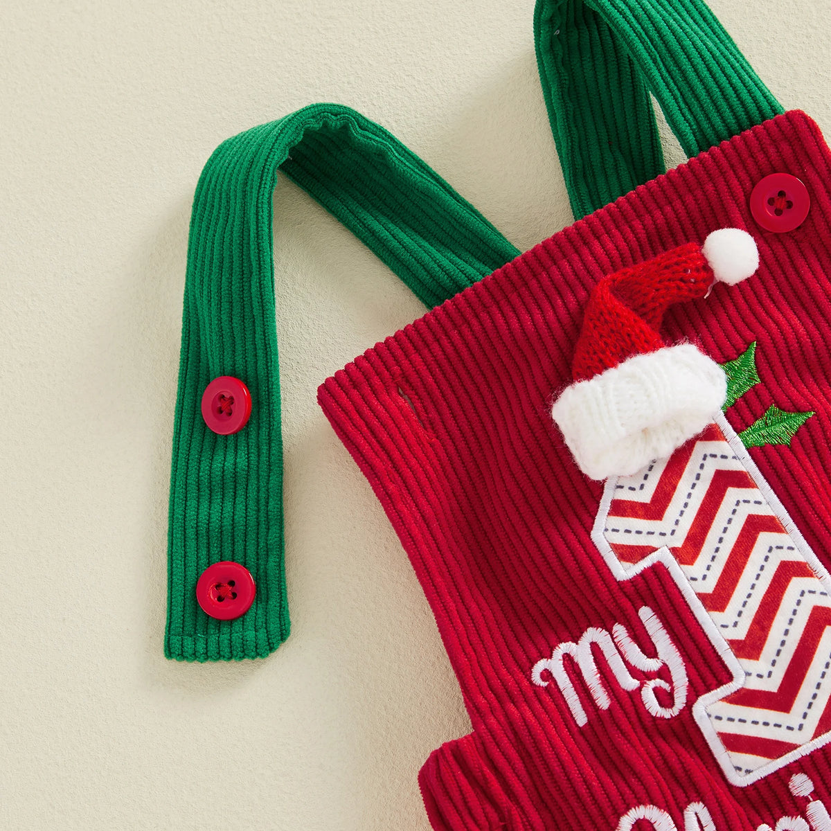 Baby Christmas Embroidered Suspender Bodysuit