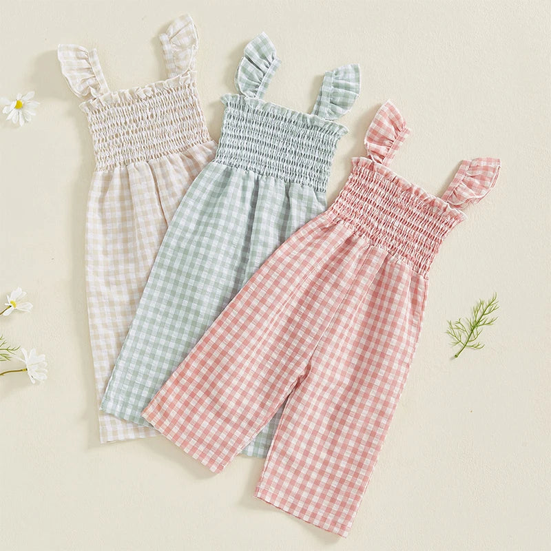 Girl Gingham Ruffle Jumpsuit