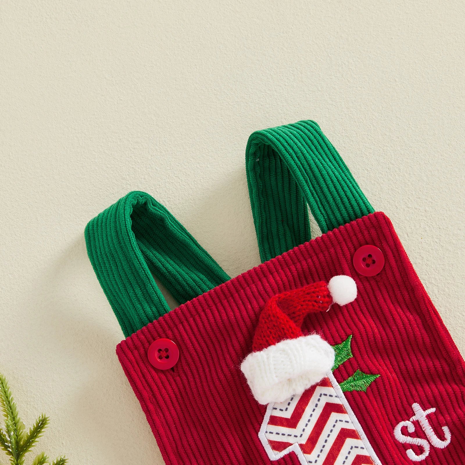 Baby Christmas Embroidered Suspender Bodysuit